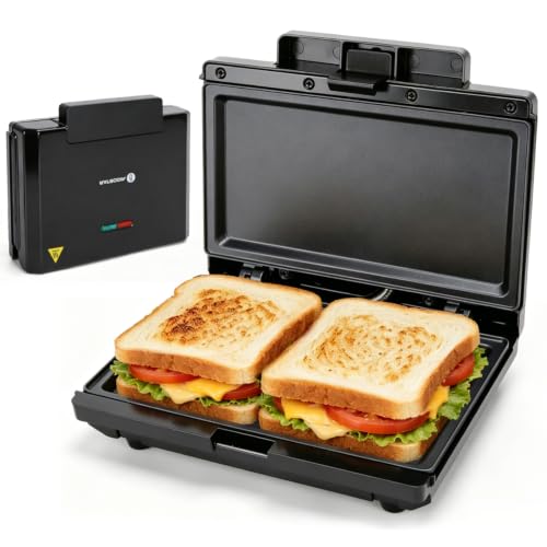 Aigostar Sandwich Maker Flat & Tostadora de Pan - 750W Grilled Cheese Maker