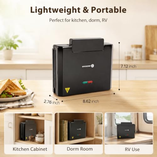 Aigostar Sandwich Maker Flat & Tostadora de Pan - 750W Grilled Cheese Maker