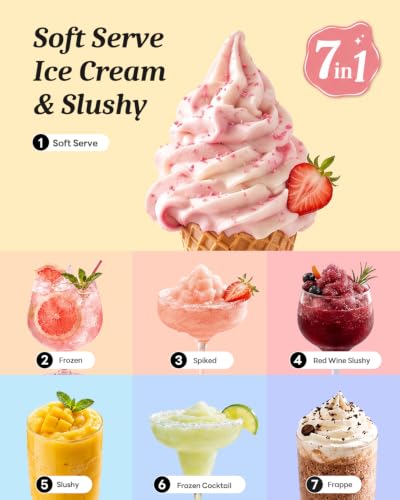 Ice Cream Maker & Slushie Machine Soft Serve Ice Cream Machine 7 Presets