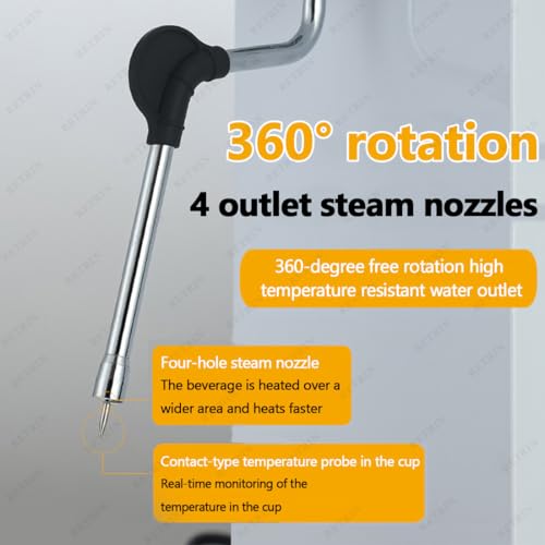 Multifunction Milk Frother & Steamer with 5-Level Temperature Control
