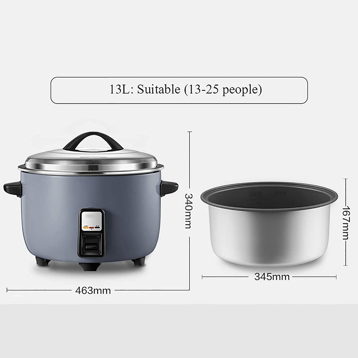 8L Commercial Non-Stick Rice Cooker with Automatic Keep Warm
