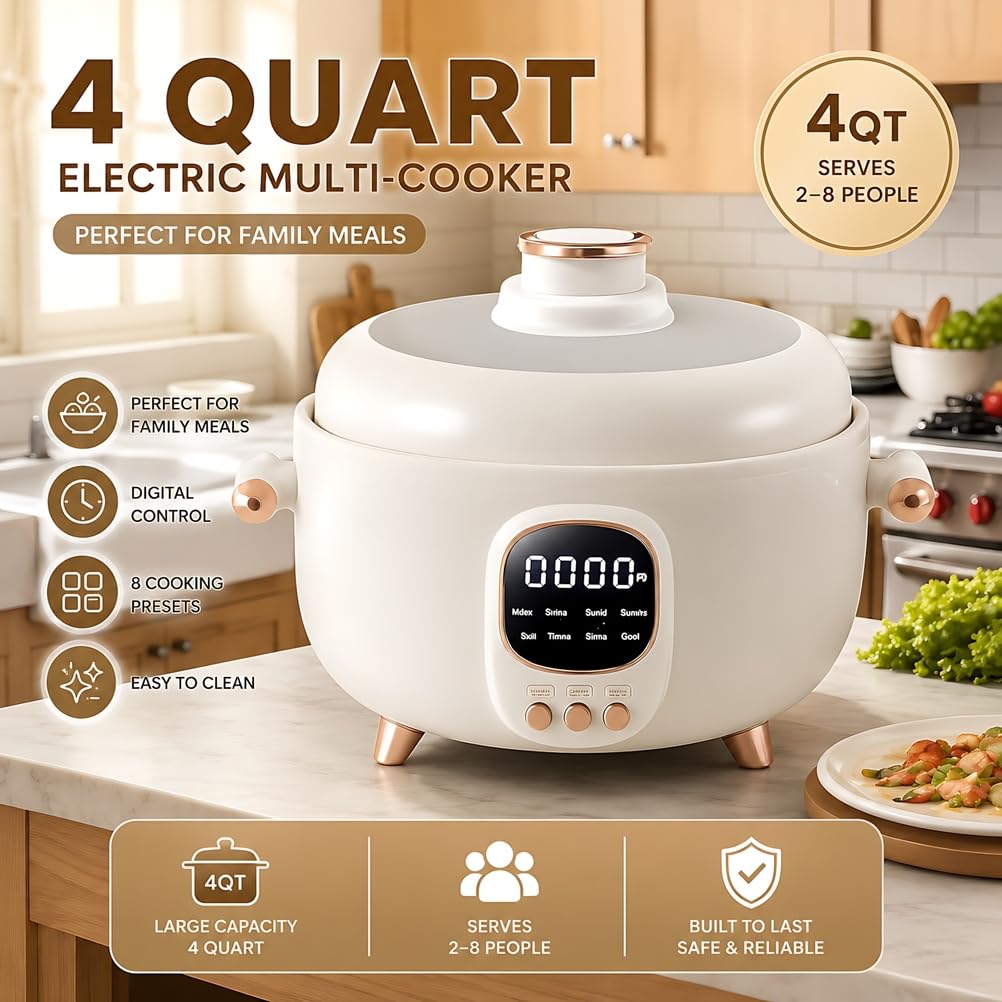 4 Qt 6-in-1 Electric Pressure Cooker & Multi-Cooker