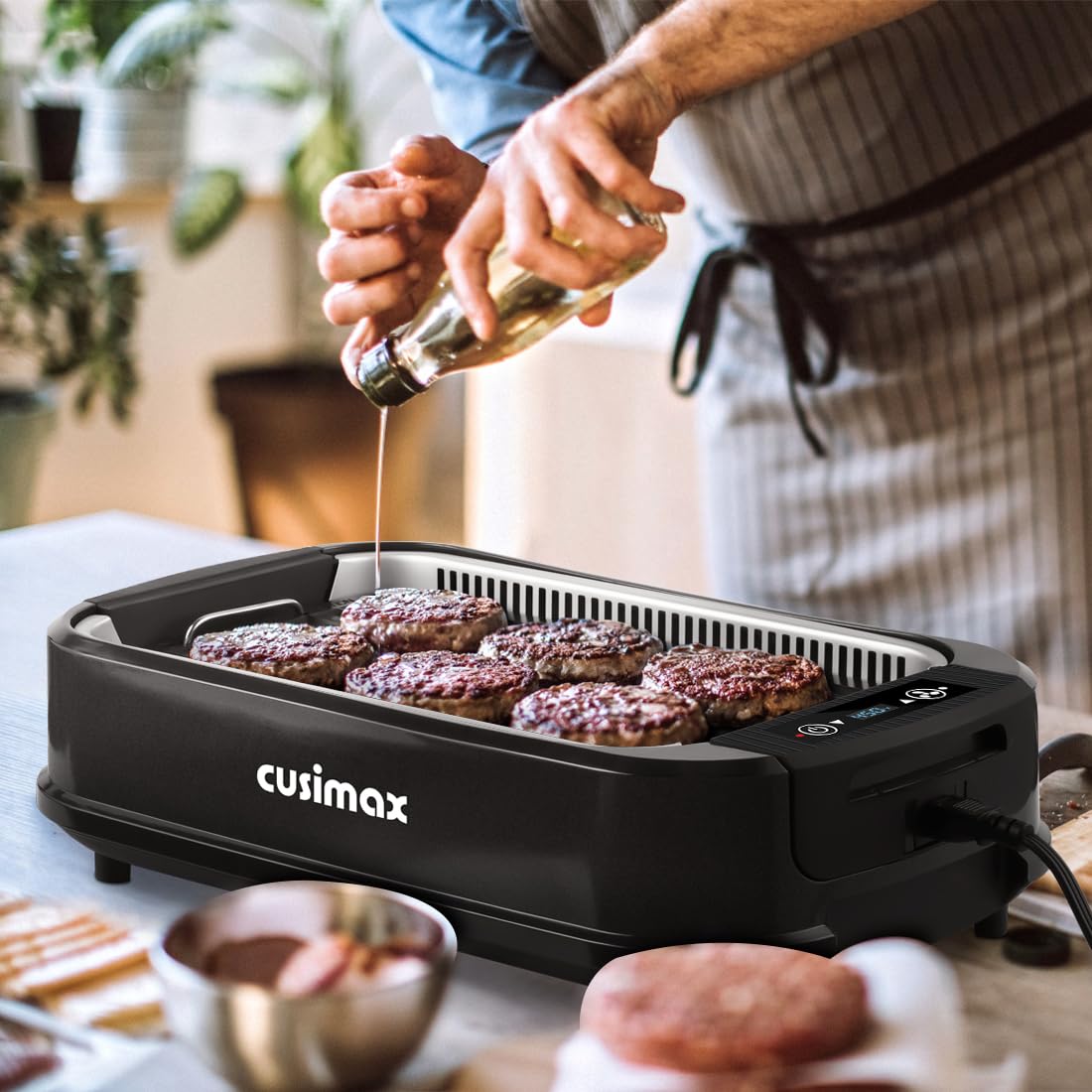 CUSIMAX Smokeless Grill Indoor, Electric Grill Griddle Korean BBQ 1500W