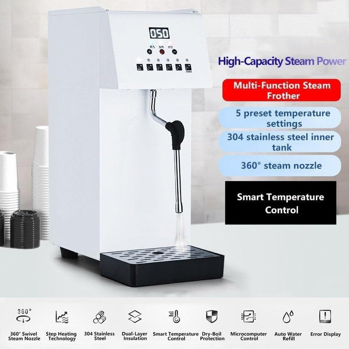 6L Commercial Electric Milk Frother & Steamer