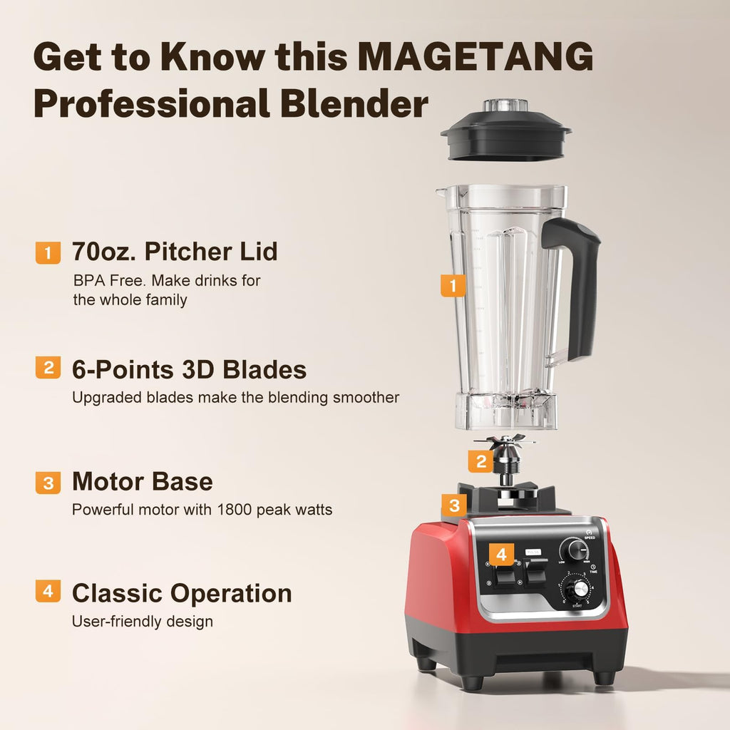 1800W High-Speed Blender with 70 oz Pitcher & To-Go Cup
