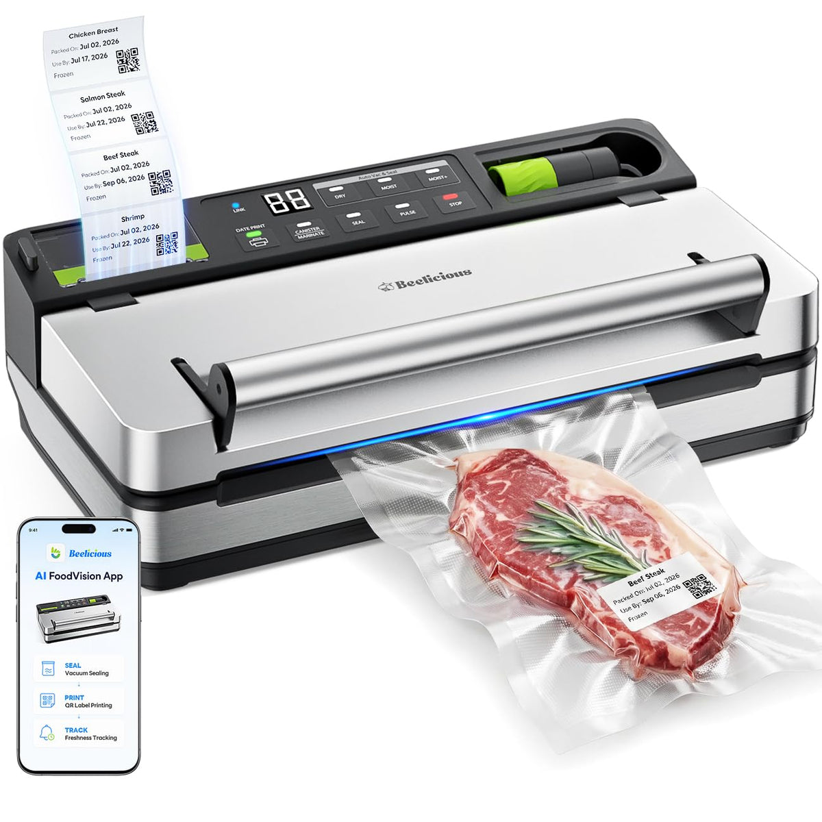 98kPa Smart Vacuum Sealer with FreshTrack Label Printing