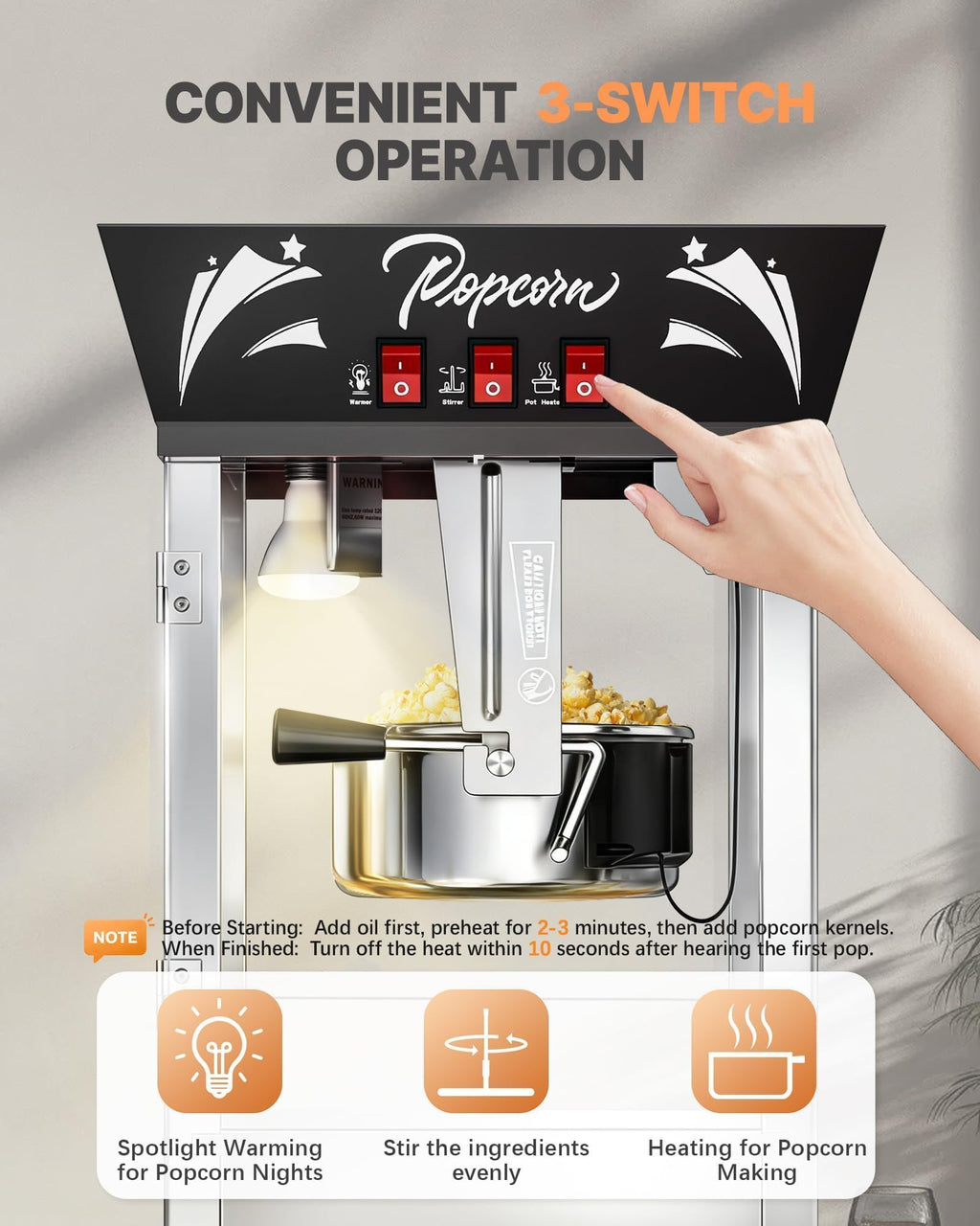 ELOMBR Popcorn Machine,Table Top Popcorn Maker Machine
