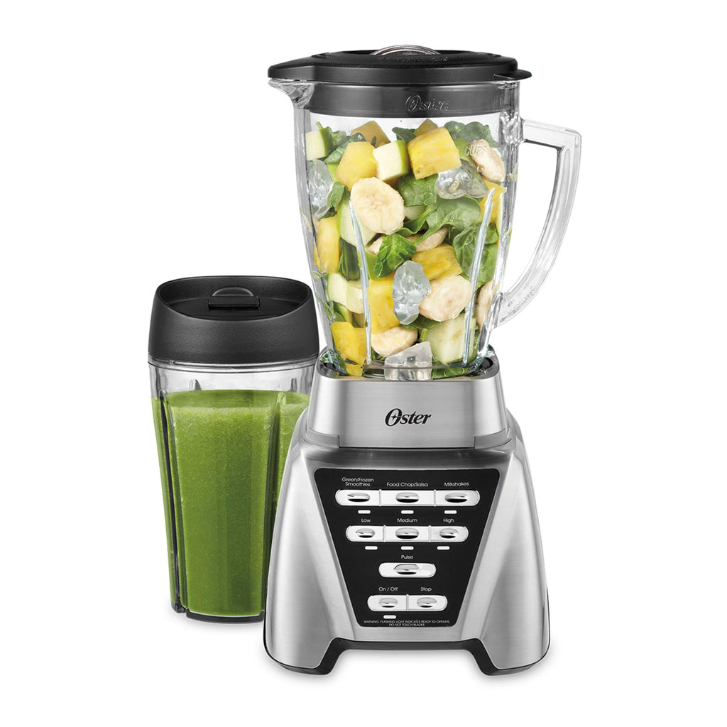 Oster Blender | Pro 1200 with Glass Jar, 24-Ounce Smoothie Cup, Brushed Nickel