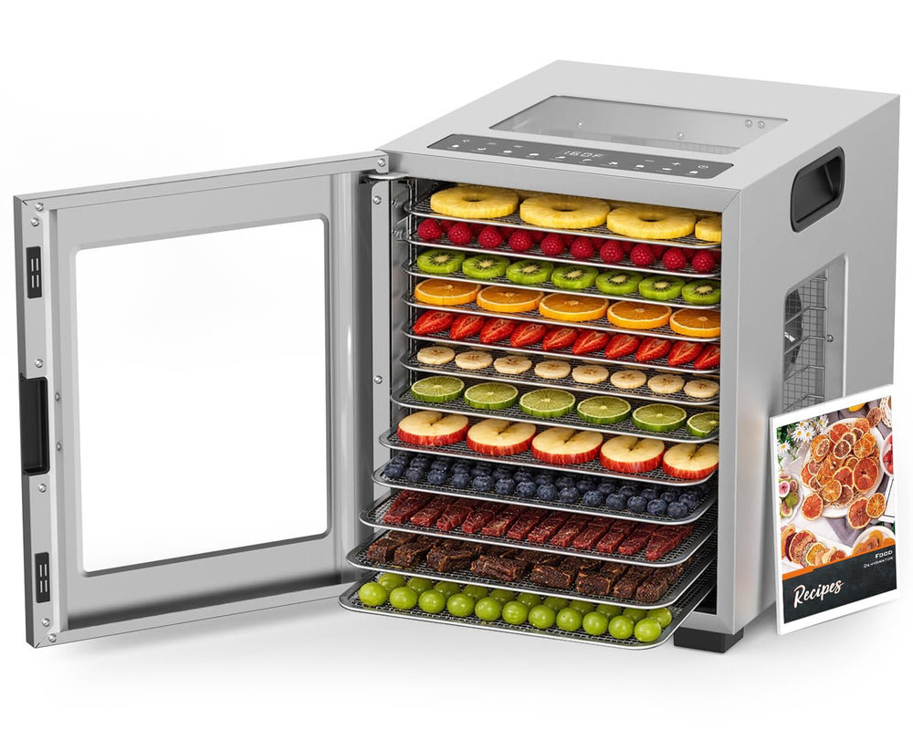 HOPERAN Food Dehydrator with 10 Presets, Stainless Steel, 840W