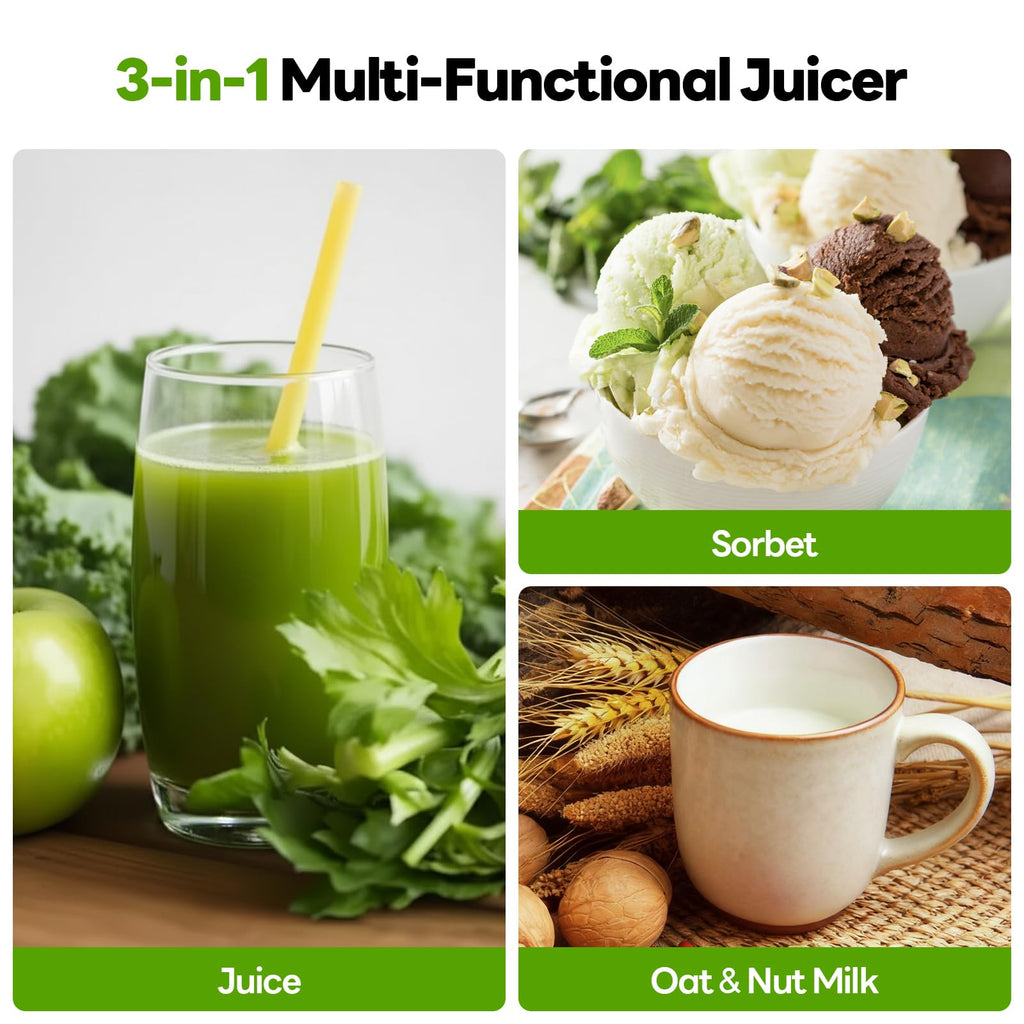 ECOSELF Juicer Machines, With Recipe Cold Press Juicer 6.0" Feed Chute