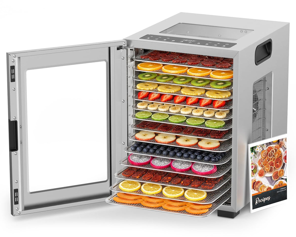 HOPERAN Food Dehydrator with 10 Presets, Stainless Steel, 840W