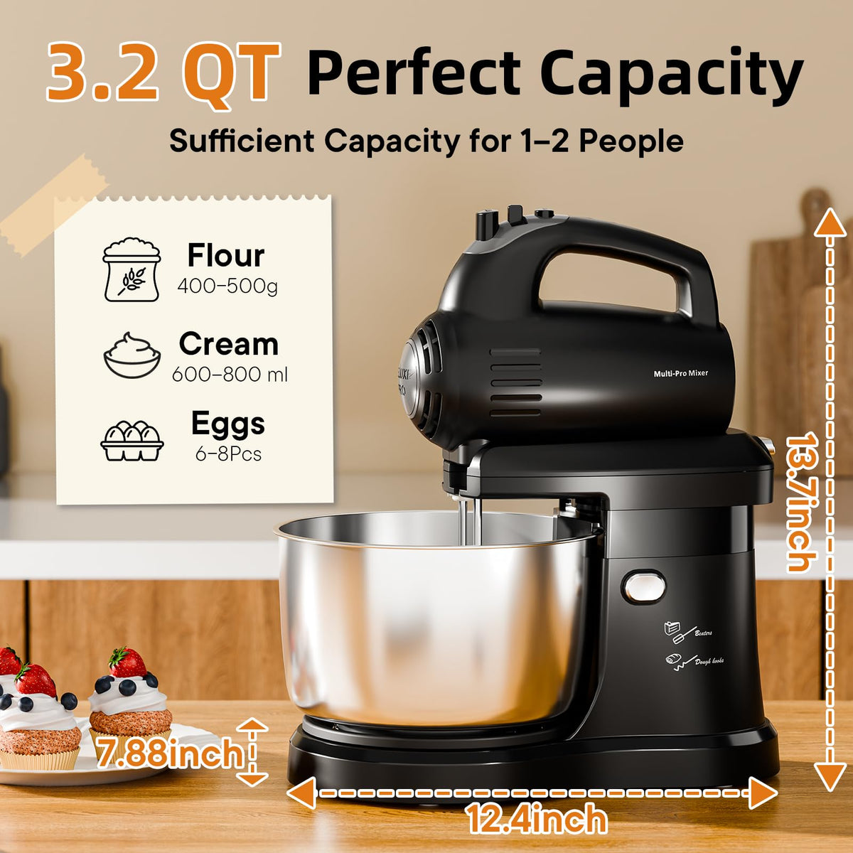 2-in-1 5-Speed Stand Mixer with Auto-Rotating Bowl