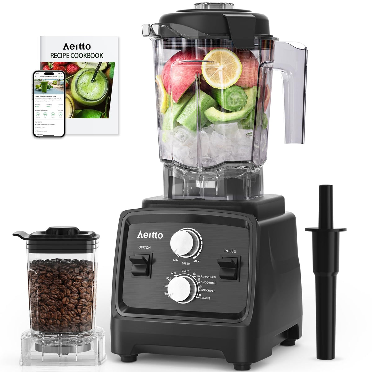 Aeitto Blender & Grinder Combo, BPA-Free Countertop Professional Blender