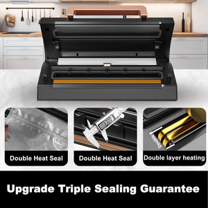 Automatic Vacuum Sealer with Double Heat Seal & Built-In Cutter