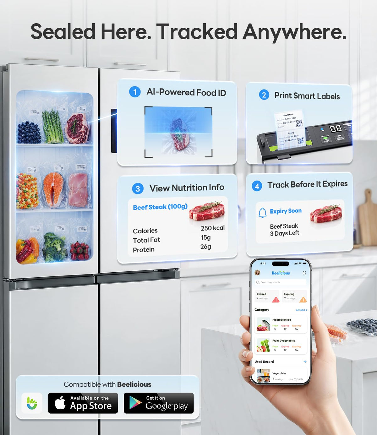 98kPa Smart Vacuum Sealer with FreshTrack Label Printing