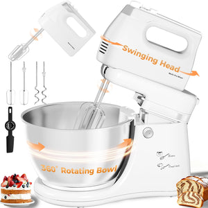 2-in-1 5-Speed Stand Mixer with Auto-Rotating Bowl