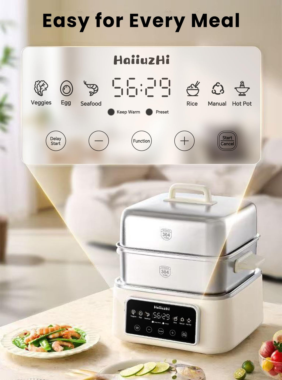 12.7 Qt Double-Tier Electric Food Steamer