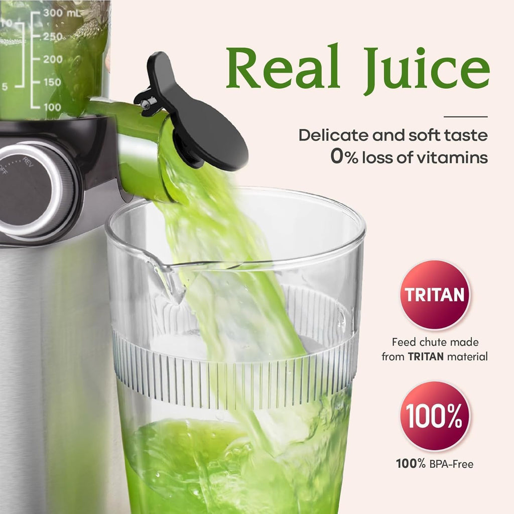 Anybear 200W Cold Press Juicer, 4.3" Whole Fruit Chute, Upgraded Auger