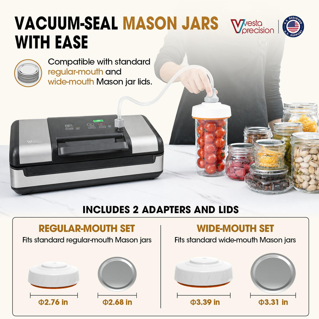 Vesta Precision 12" Vacuum Sealer for Food & Liquids, 1x50' or 2x20' Rolls