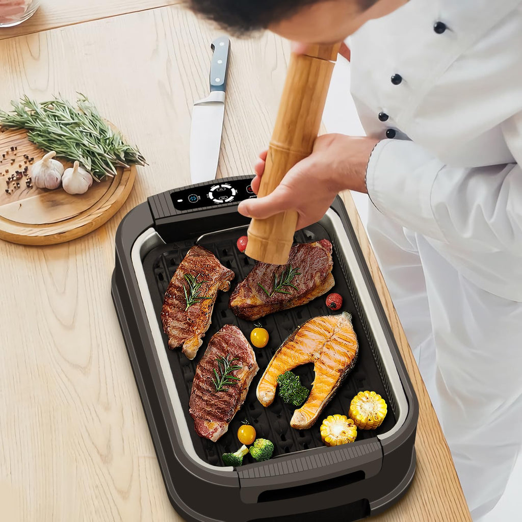 1500W Smokeless Electric Grill with Smart Control Panel