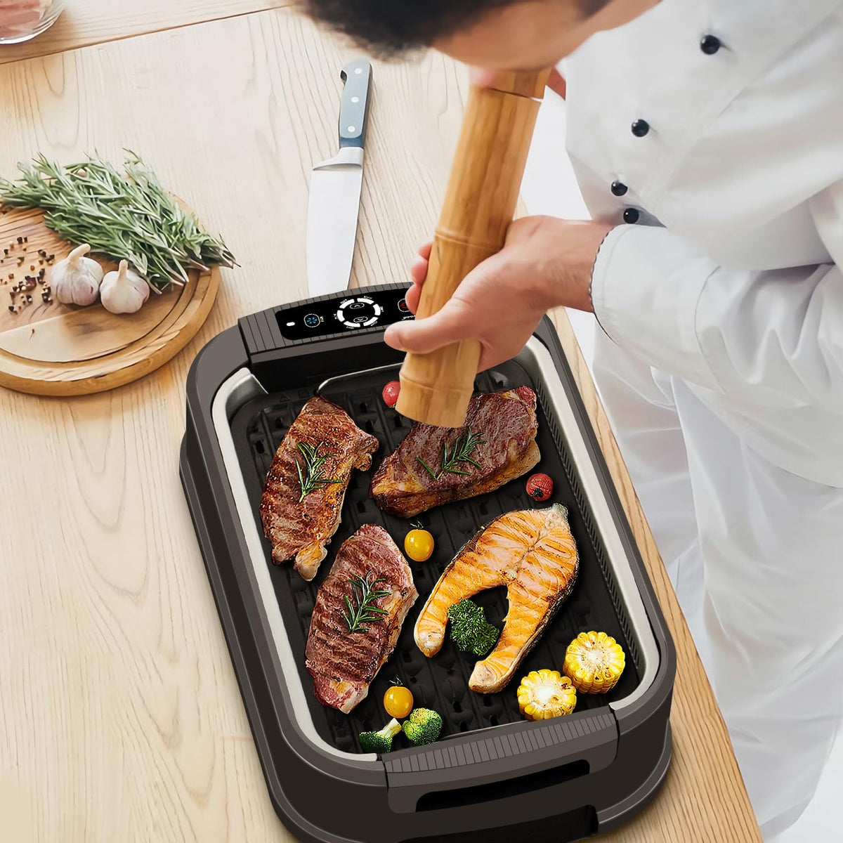 1500W Smokeless Electric Grill with Smart Control Panel
