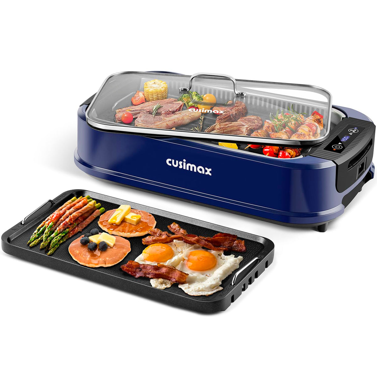 CUSIMAX Smokeless Grill Indoor, Electric Grill Griddle Korean BBQ 1500W