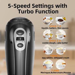 2-in-1 5-Speed Stand Mixer with Auto-Rotating Bowl