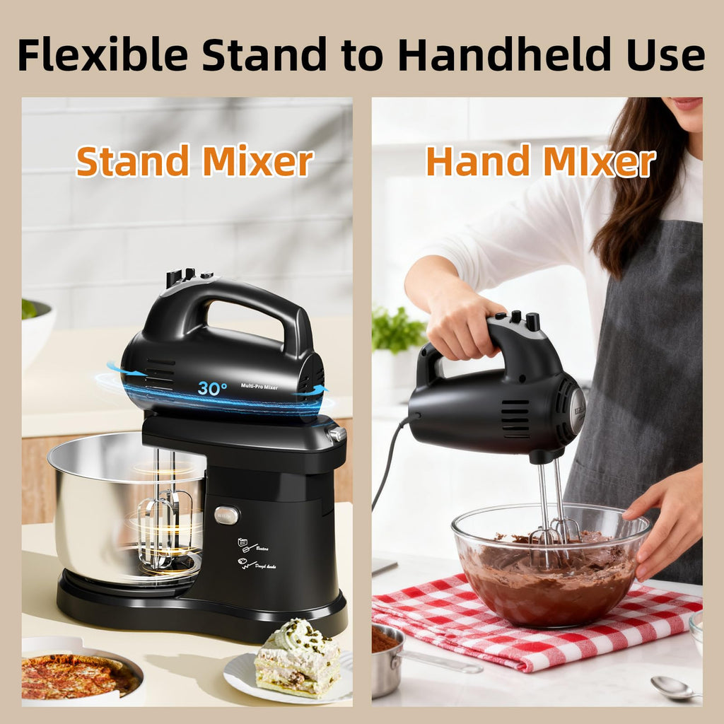 2-in-1 5-Speed Stand Mixer with Auto-Rotating Bowl