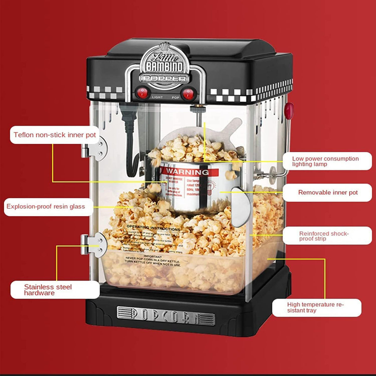 Automatic Oil-Free Popcorn Maker