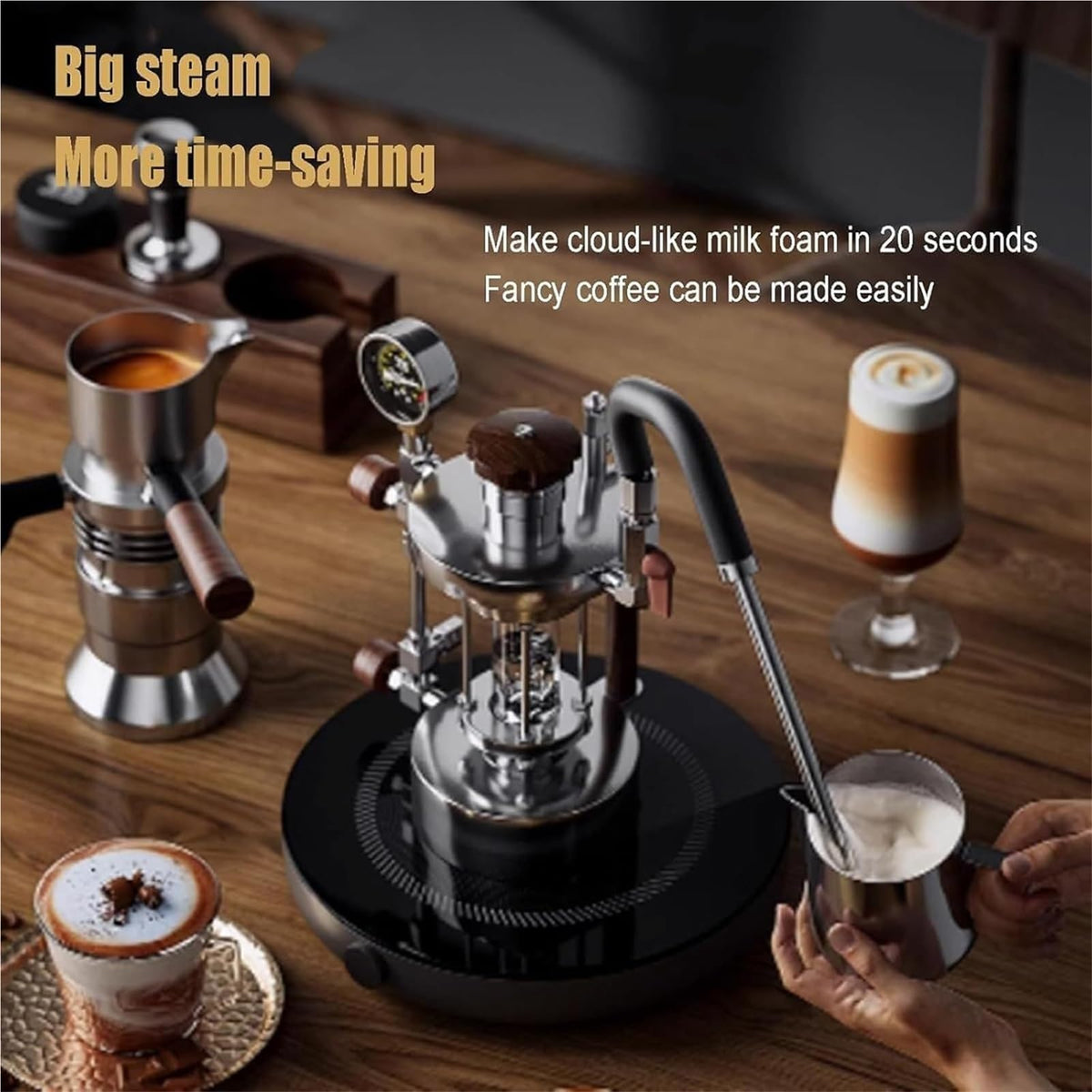Milk Frother and Steamer, Handheld Foam Maker with Adjustable Hose, 700ml