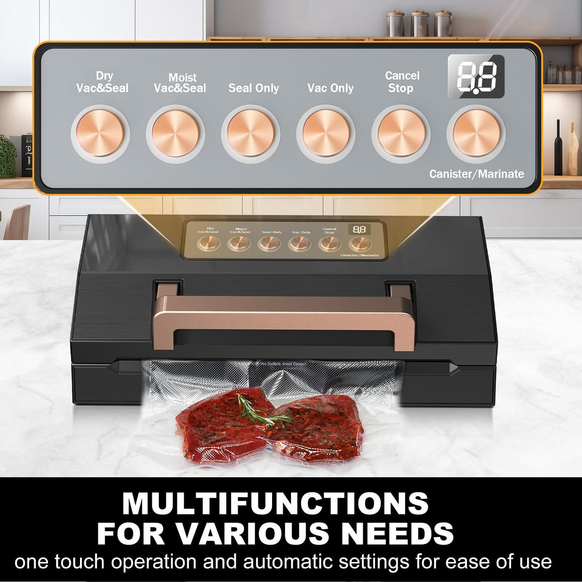 Automatic Vacuum Sealer with Double Heat Seal & Built-In Cutter