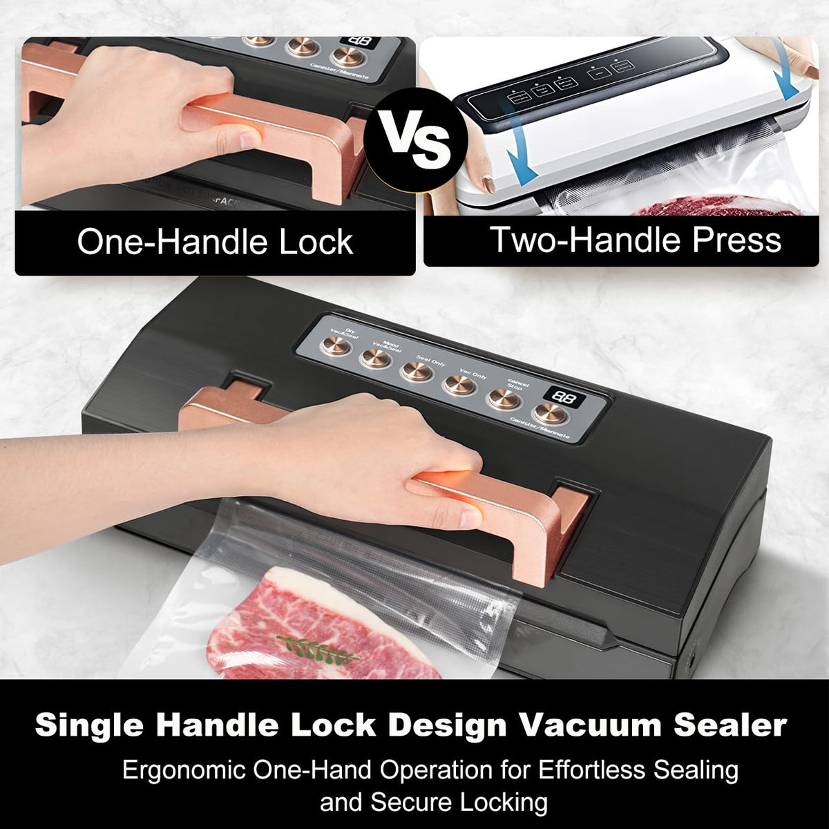 Automatic Vacuum Sealer with Double Heat Seal & Built-In Cutter