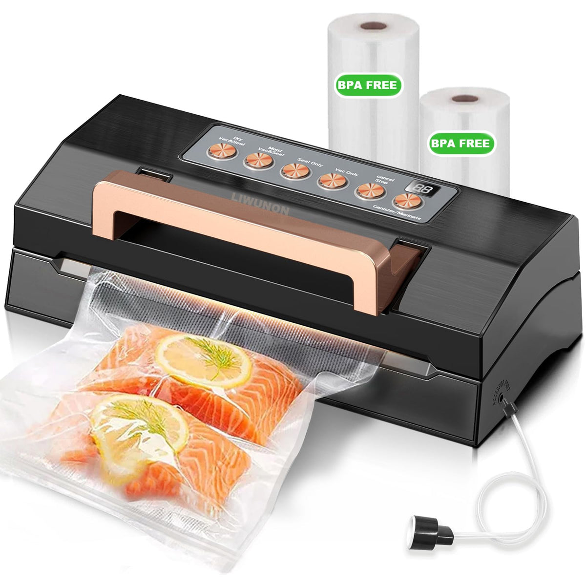 Automatic Vacuum Sealer with Double Heat Seal & Built-In Cutter