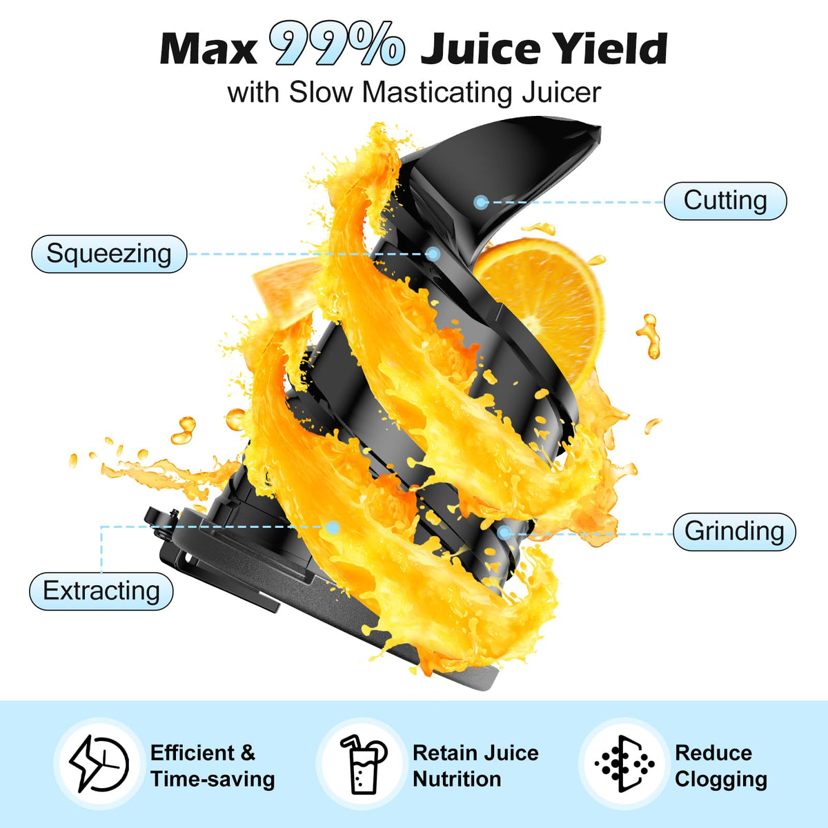 400W Cold Press Juicer with 5.8" Large Chute