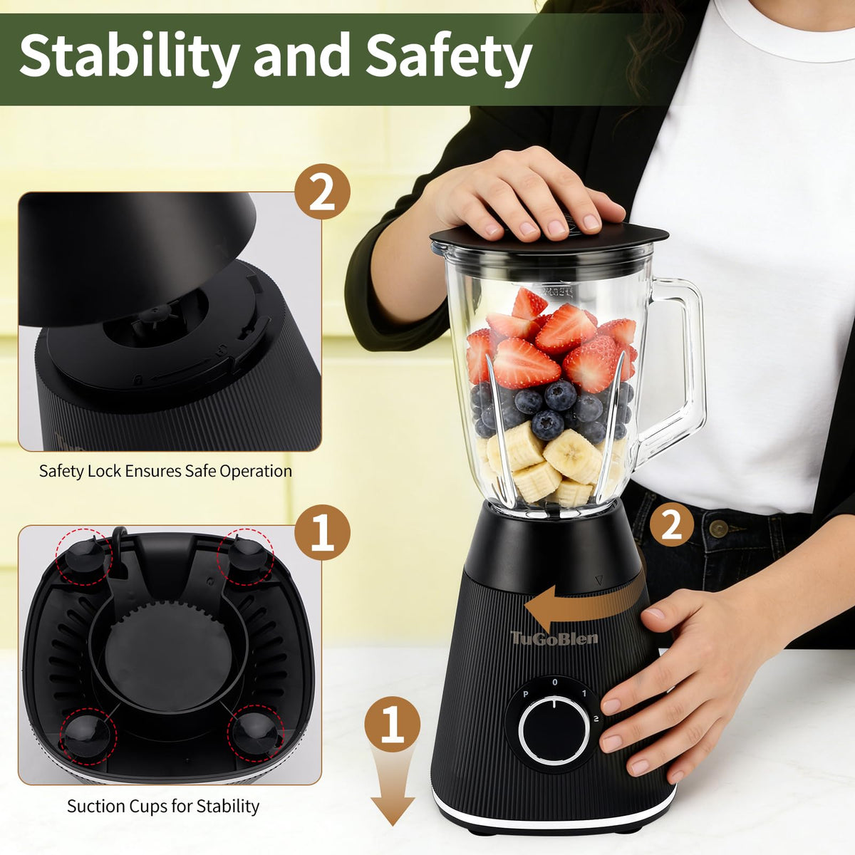 51 oz Countertop Blender with Glass Grinding Cup