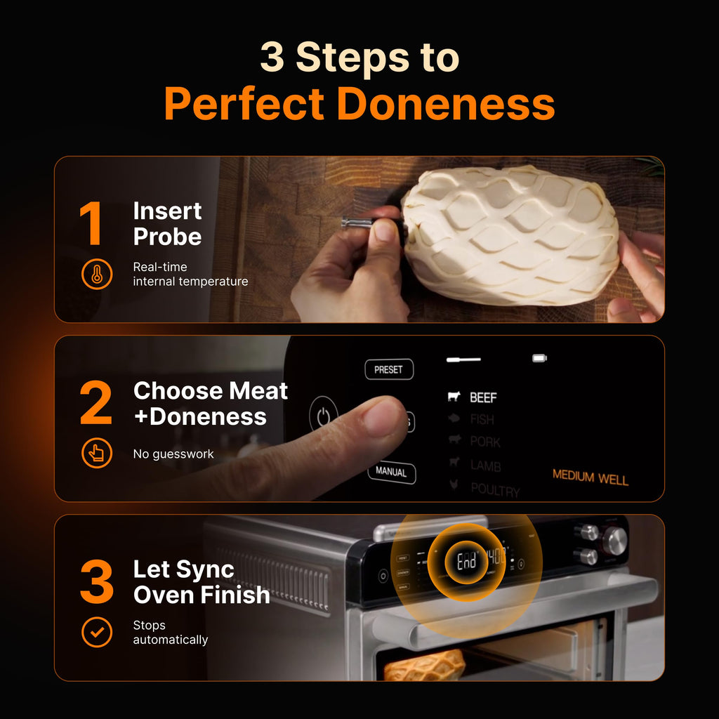 27 Qt 12-in-1 Air Fryer Toaster Oven with Meat Thermometer
