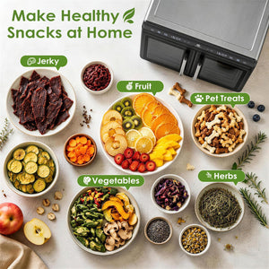 HOPERAN Dual Zone Food Dehydrator, Stainless Steel Trays, Keep Warm Mode