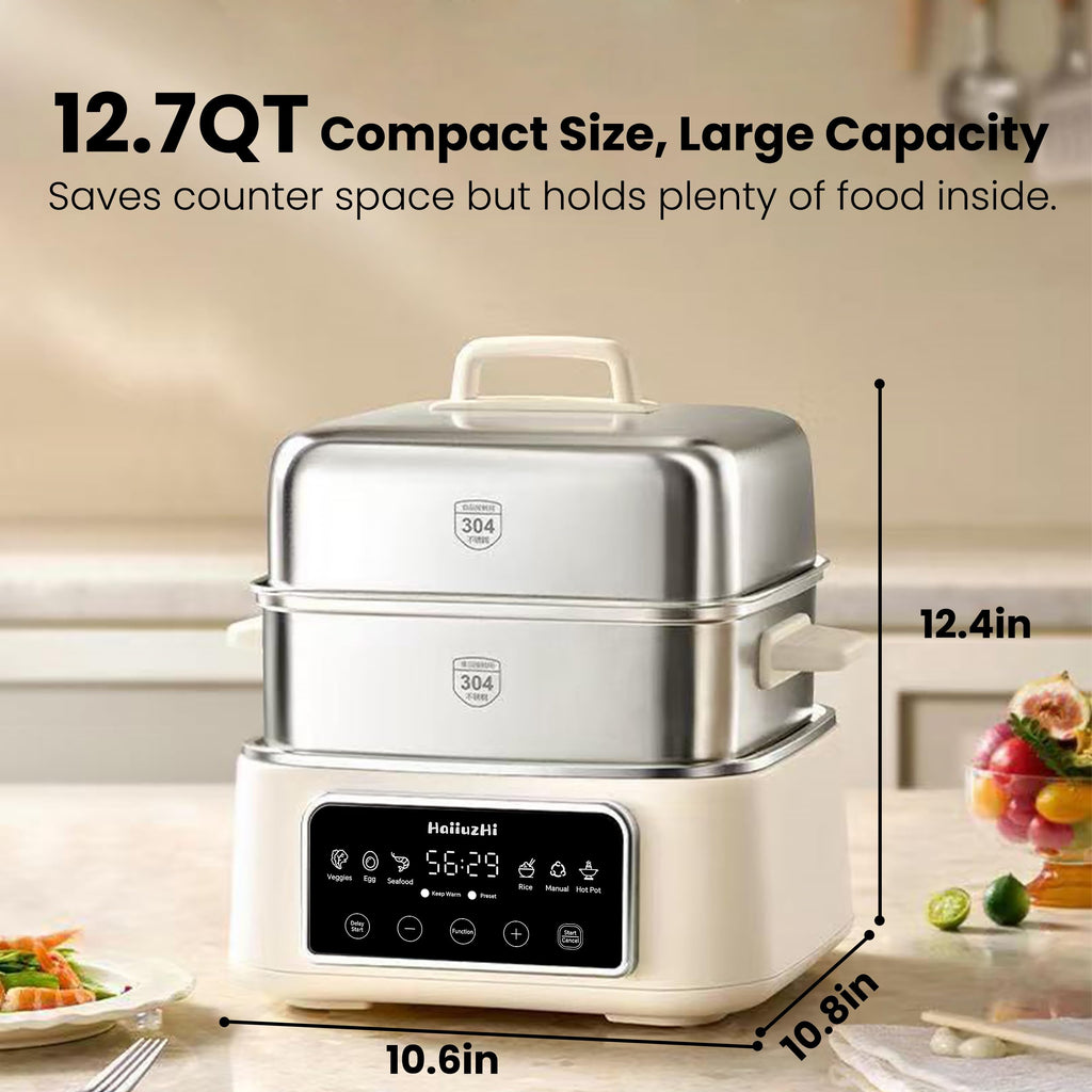 12.7 Qt Double-Tier Electric Food Steamer