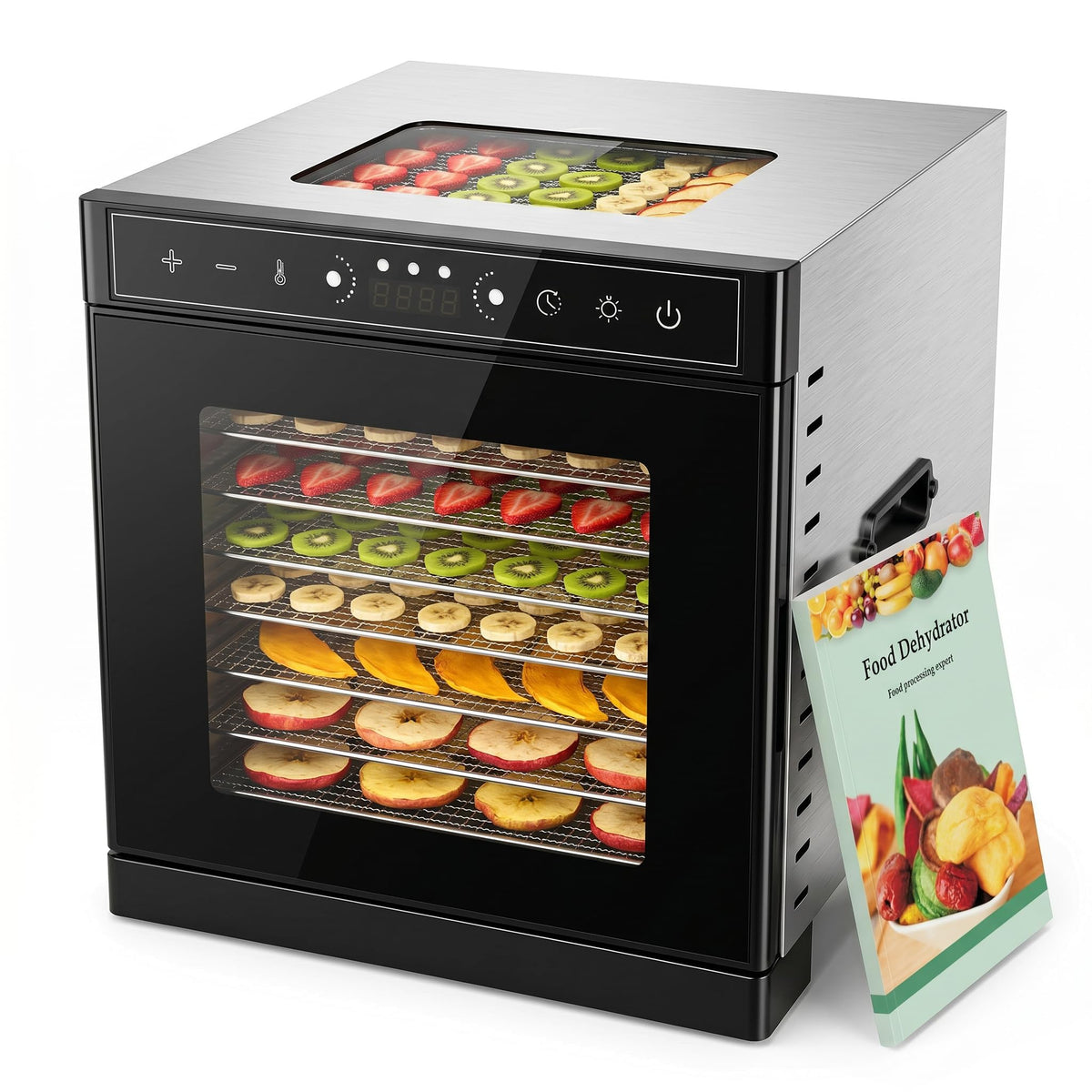 800W Stainless Steel Food Dehydrator with 24H Timer