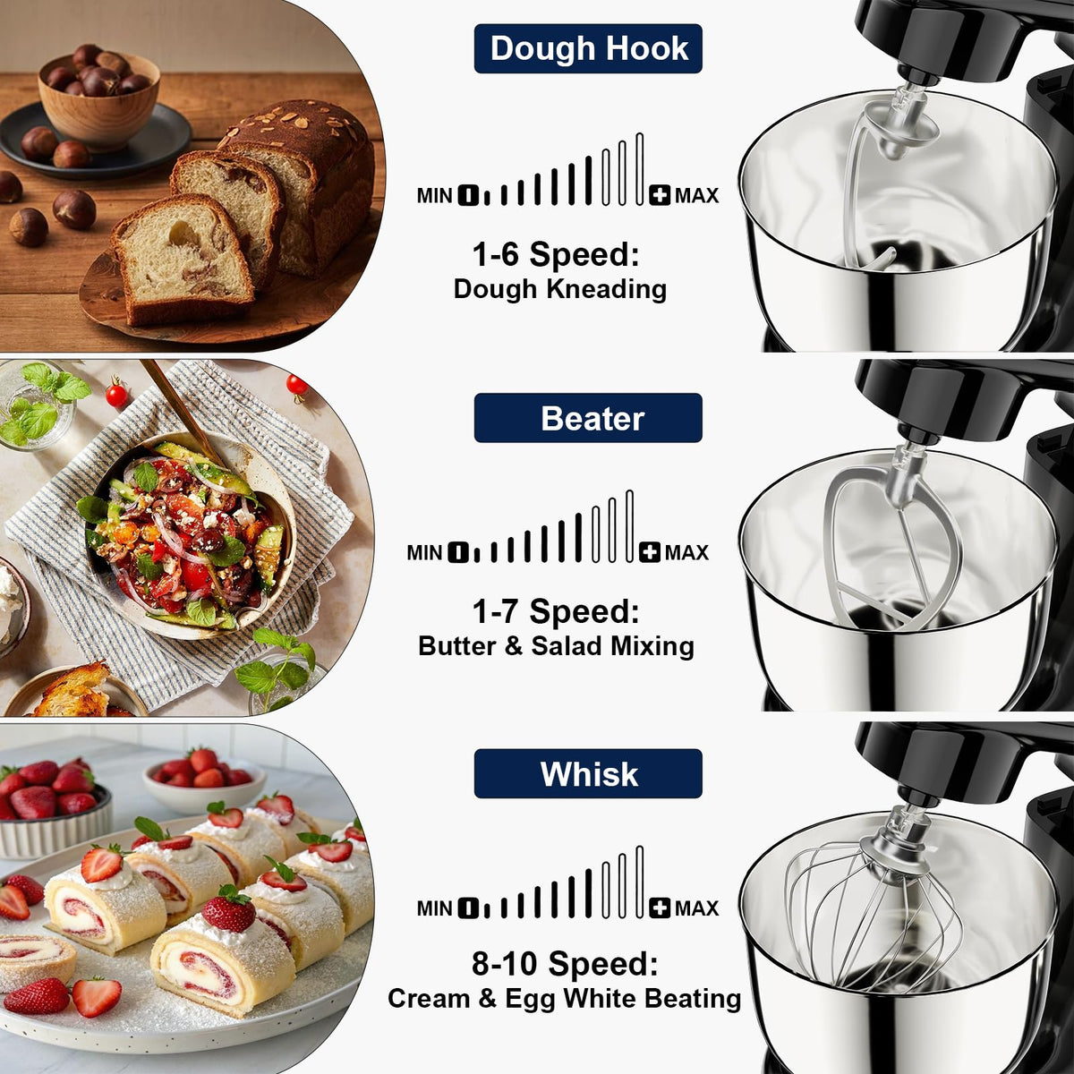 10-Speed Stand Mixer with 4.2 & 5.3 Qt Bowls