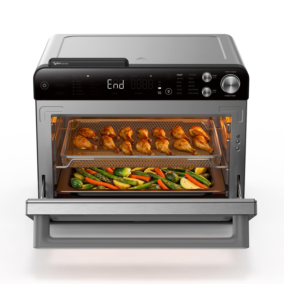 27 Qt 12-in-1 Air Fryer Toaster Oven with Meat Thermometer