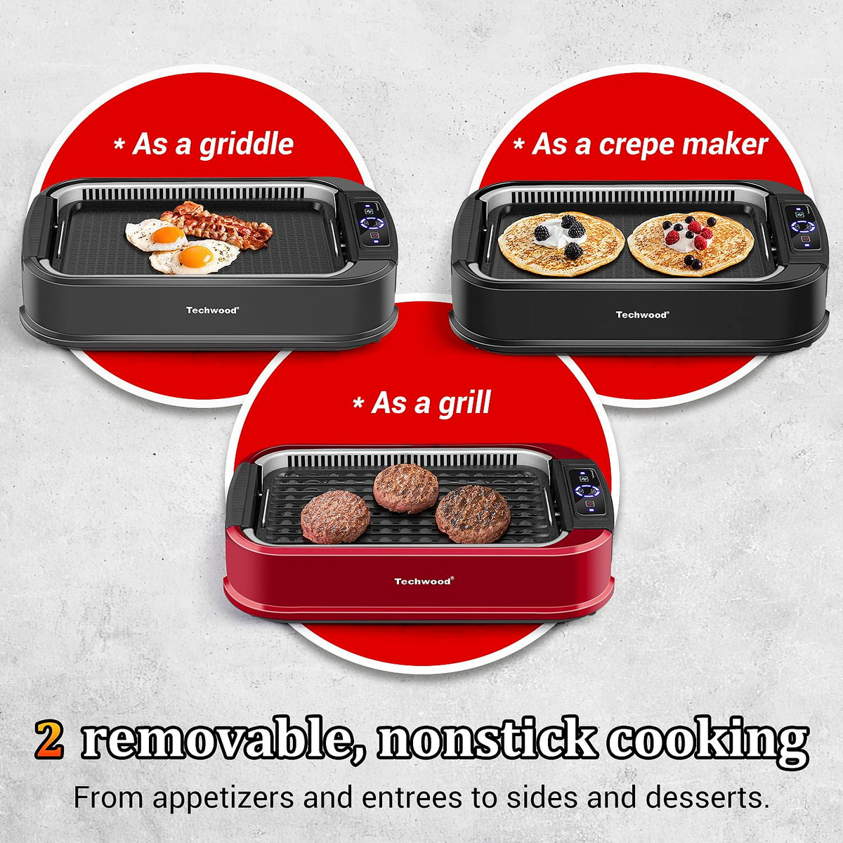 1500W Smokeless Electric Grill with Smart Control Panel
