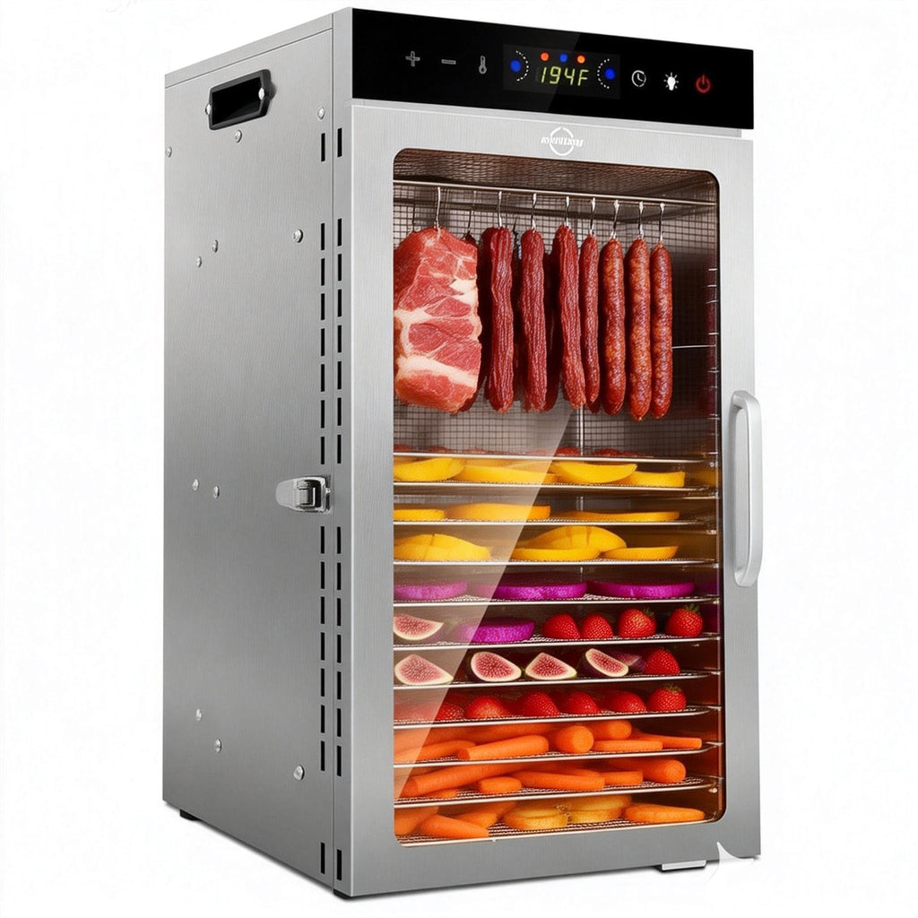 800W Stainless Steel Food Dehydrator with 24H Timer