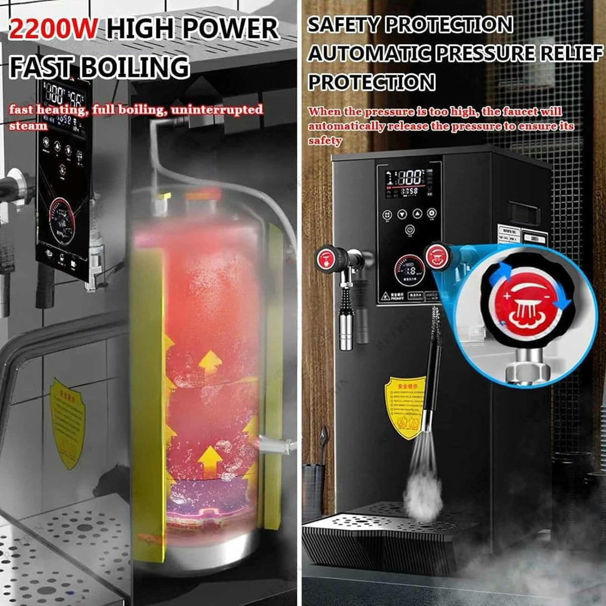 Commercial Stainless Steel Milk Frother & Steam Boiler