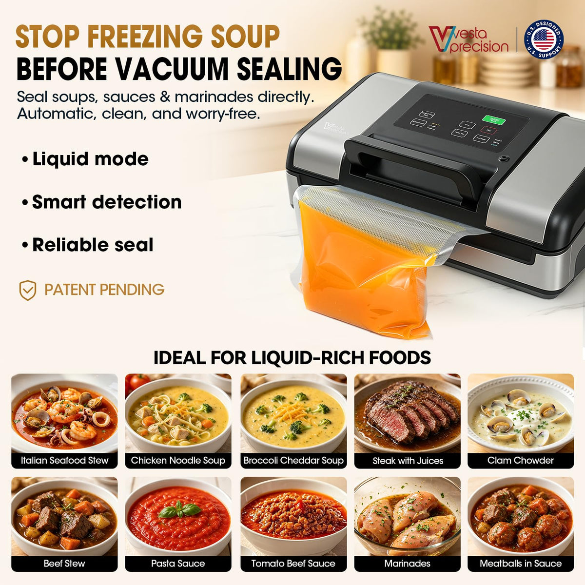 Vesta Precision 12" Vacuum Sealer for Food & Liquids, 1x50' or 2x20' Rolls