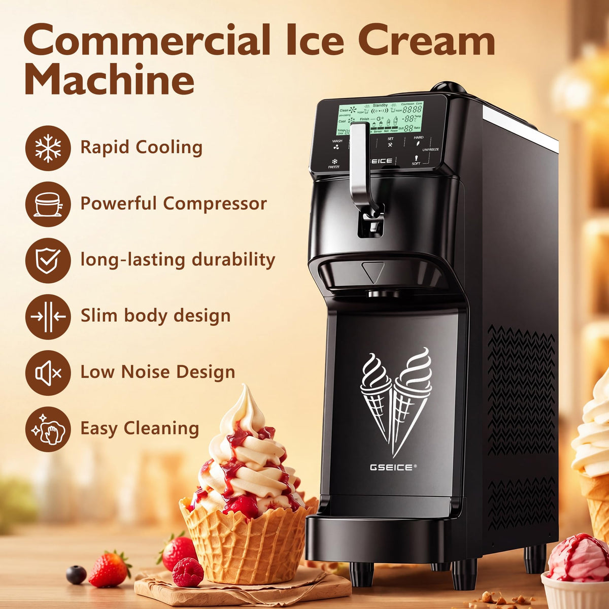Commercial Soft Serve Ice Cream Maker Machine