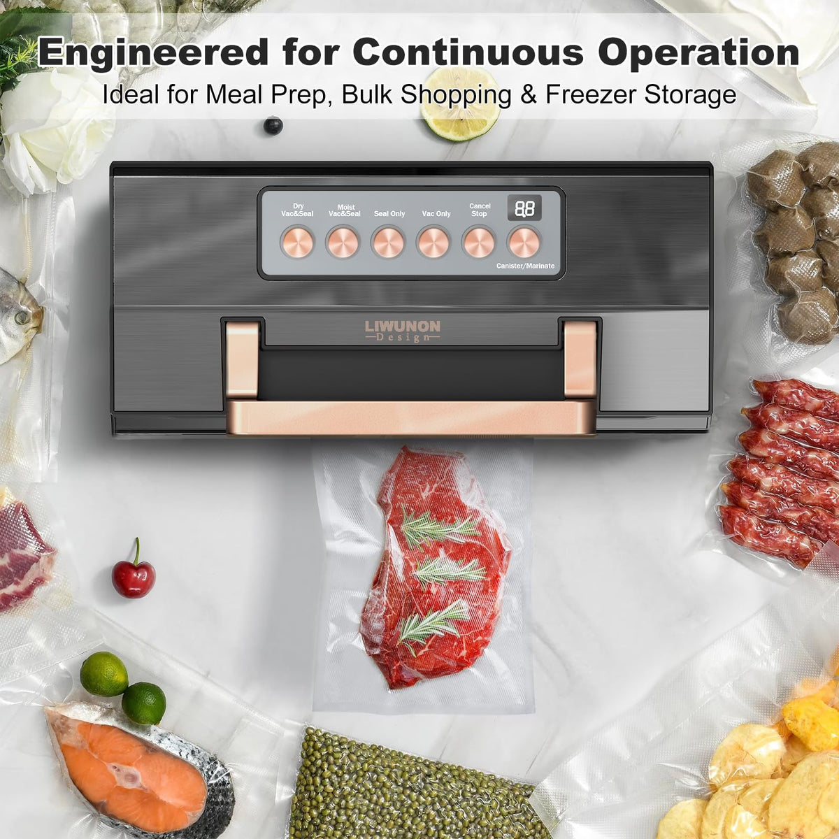 Automatic Vacuum Sealer with Double Heat Seal & Built-In Cutter