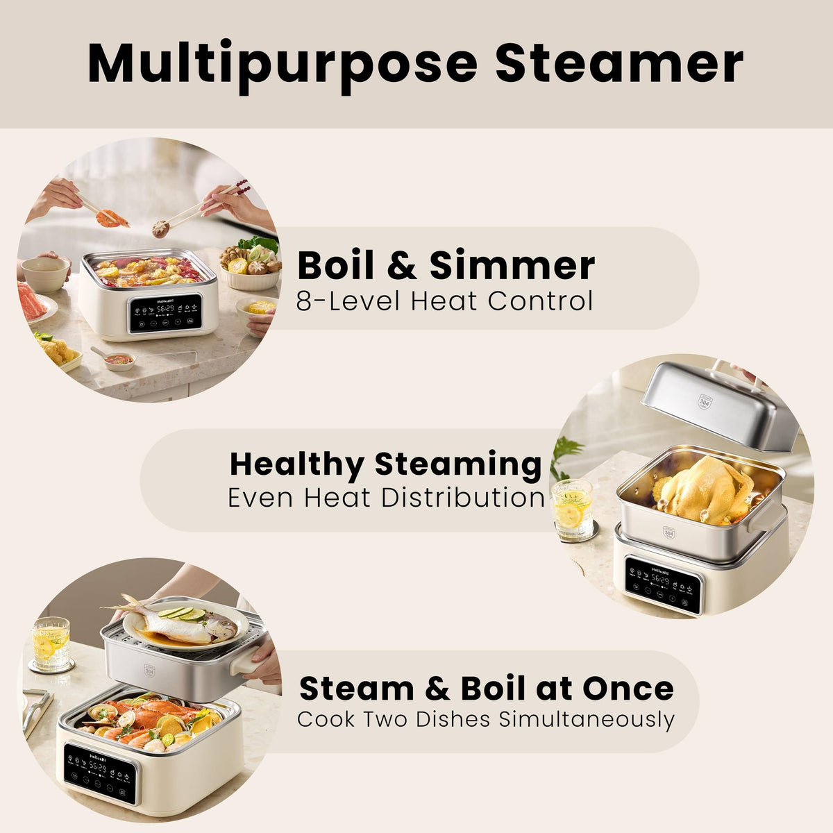 12.7 Qt Double-Tier Electric Food Steamer