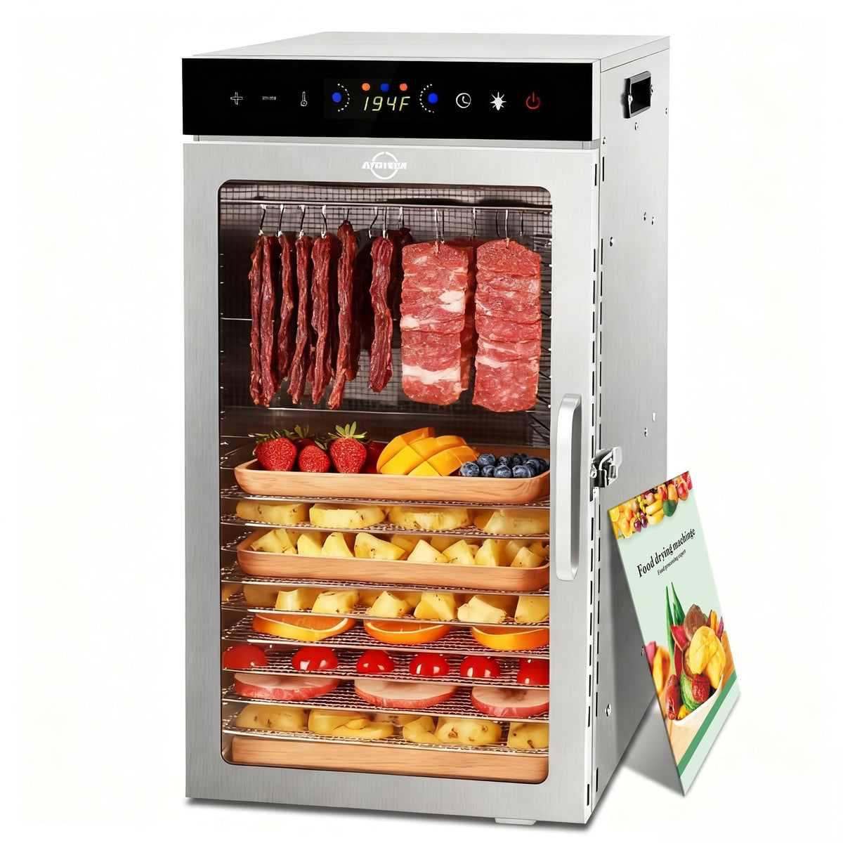 800W Stainless Steel Food Dehydrator with 24H Timer