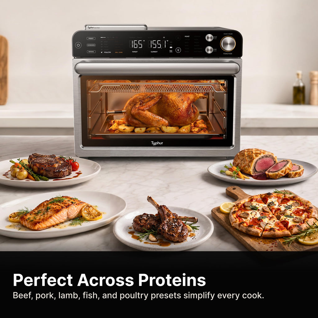 27 Qt 12-in-1 Air Fryer Toaster Oven with Meat Thermometer